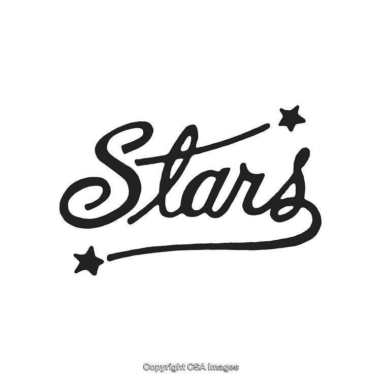 Stylized Handwritten Stars Text With Decorative Elements on White Background