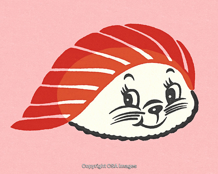 Adorable Cartoon Sushi Character with a Playful Expression on Pink Background