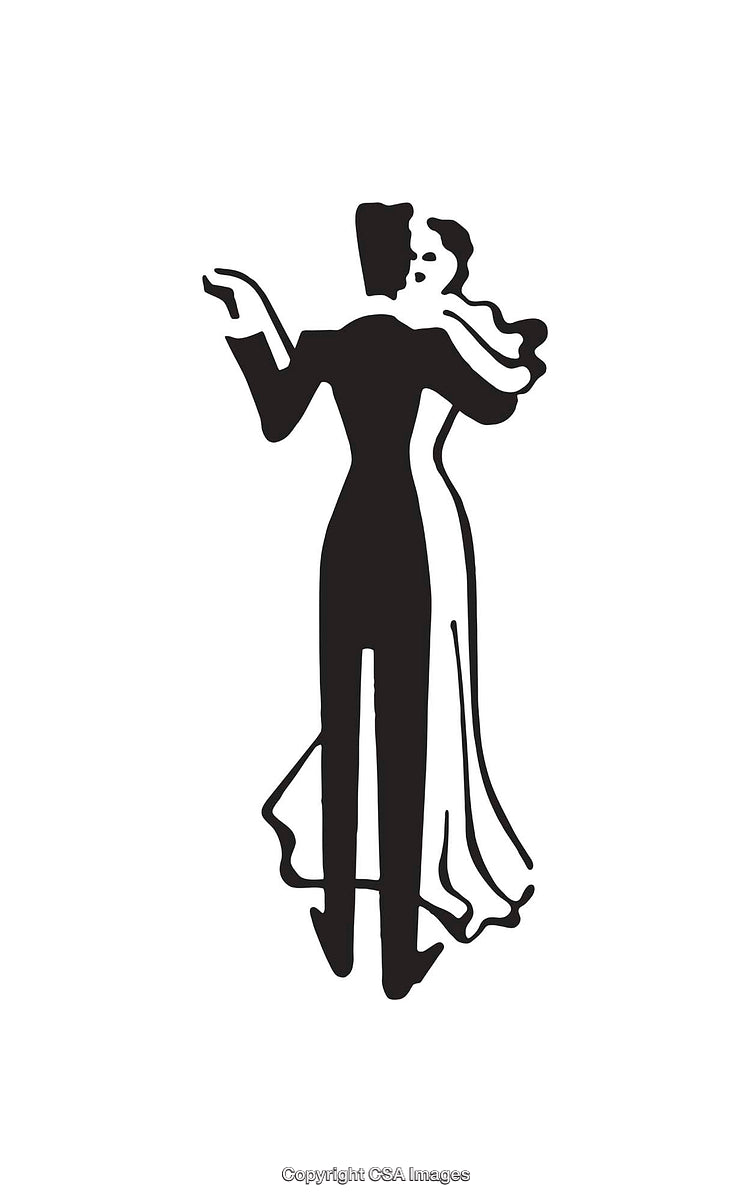 Silhouette of a Couple Embracing and Dancing Elegantly in Minimal Style