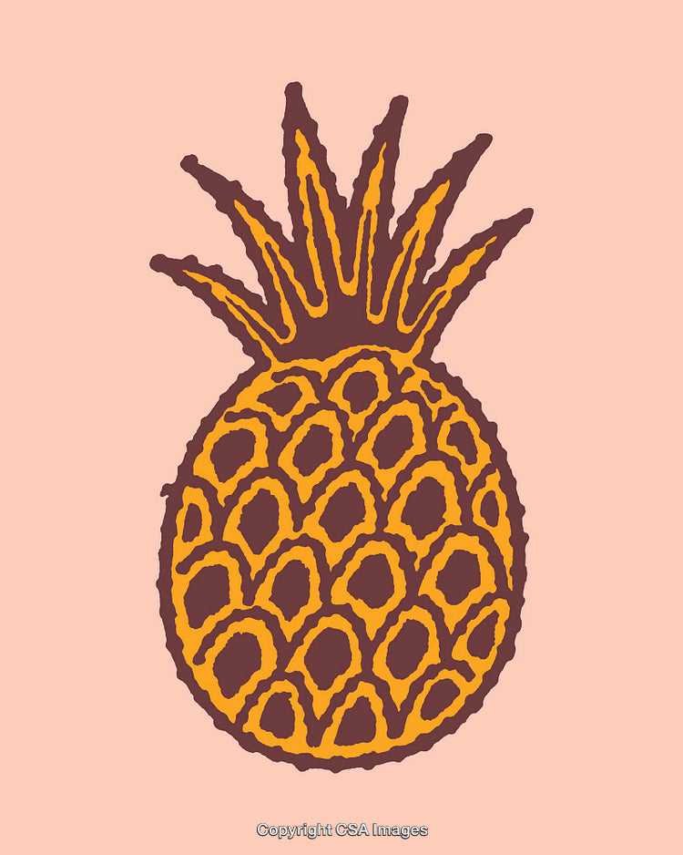 Colorful Line Art Illustration of a Pineapple on a Minimalist Background