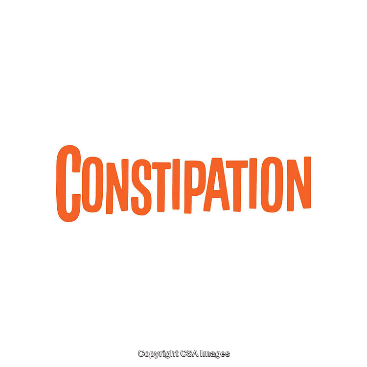 Illustration of the Word Constipation in Bold Orange Letters