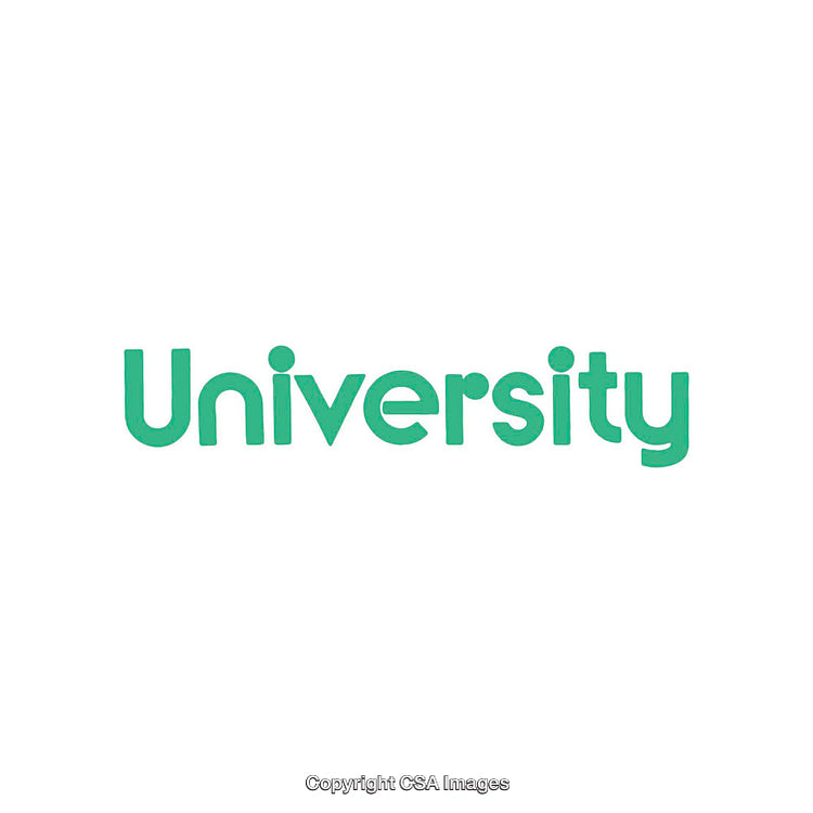 Green Text Displaying the Word University on a White Background