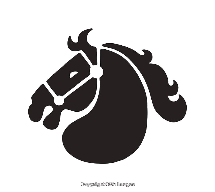 Elegant Black and White Horse Head Silhouette Line Art Design