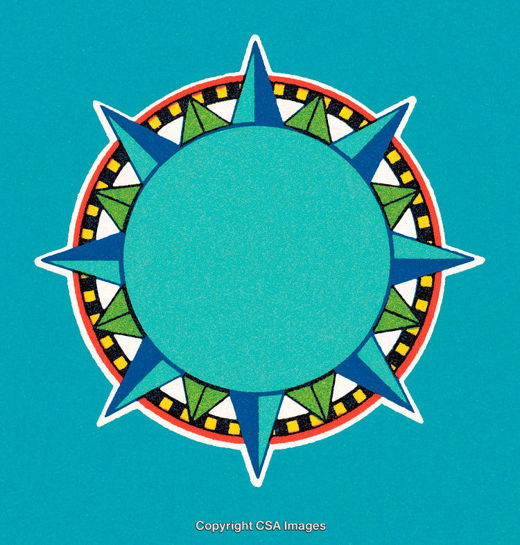 Stylized Abstract Geometric Design Featuring Star Patterns and Vibrant Colors