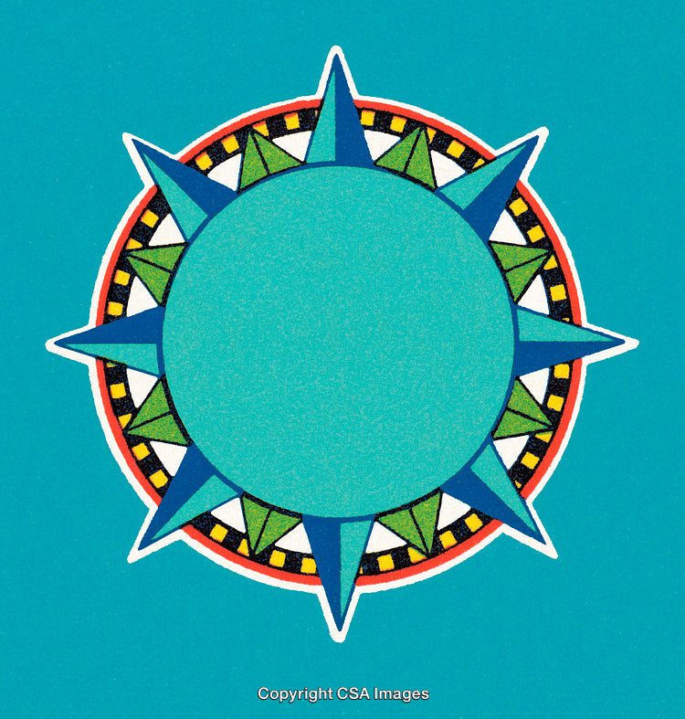 Stylized Abstract Geometric Design Featuring Star Patterns and Vibrant Colors