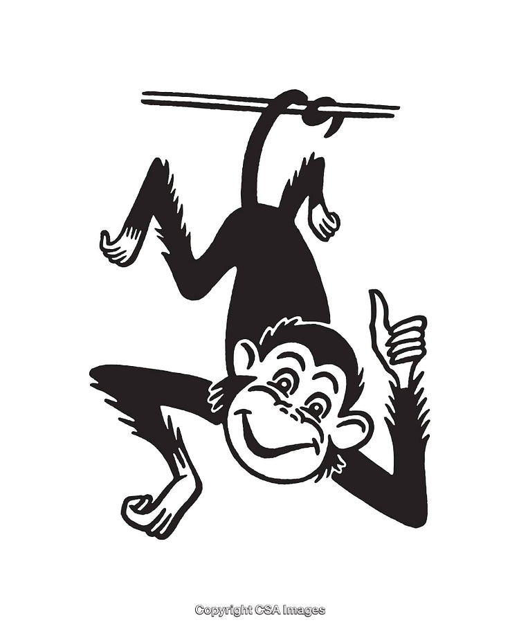 Cheerful Monkey Giving Thumbs Up Hanging Playfully From a Branch