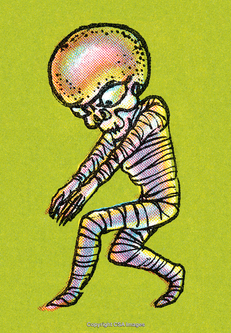 Abstract Illustration of a Humanoid Skeleton Character with a Humorous Pose