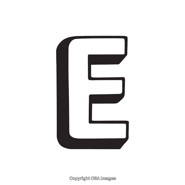 Stylized Representation of the Letter E in Black on White
