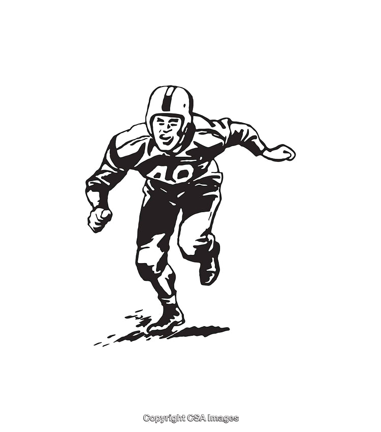 Vintage American Football Player Illustration in Action Stance