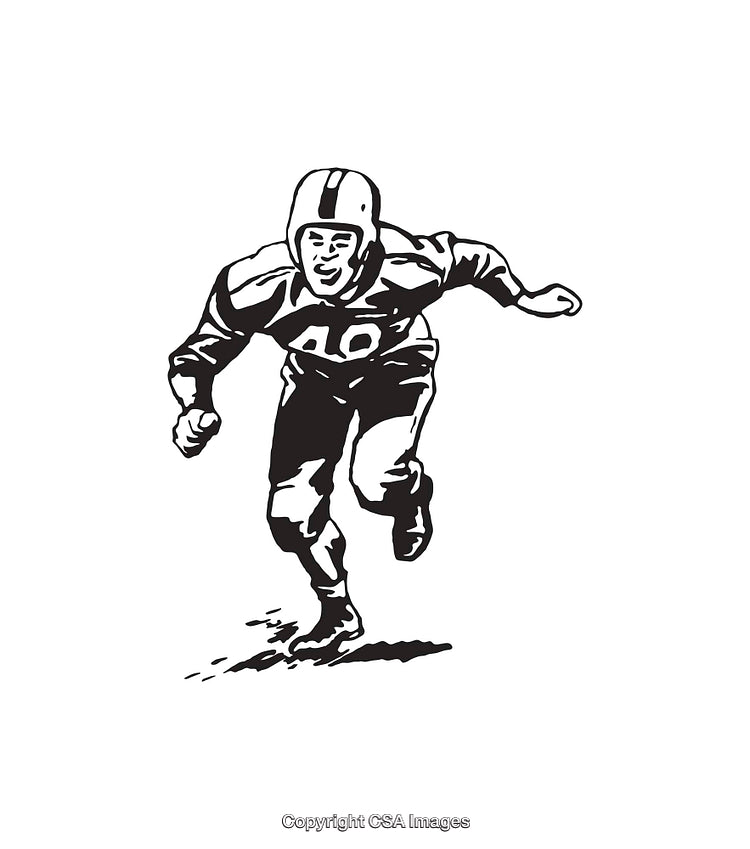 Vintage American Football Player Illustration in Action Stance