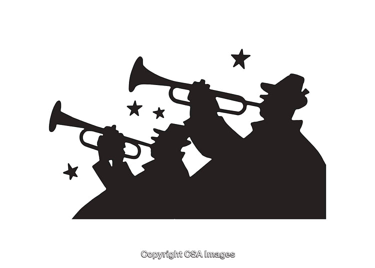 Silhouette Jazz Musicians Playing Trumpets During a Performance