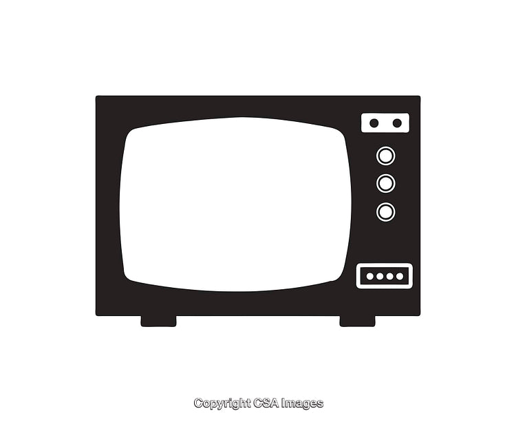 Retro Black And White Television Icon With Classic Screen Design