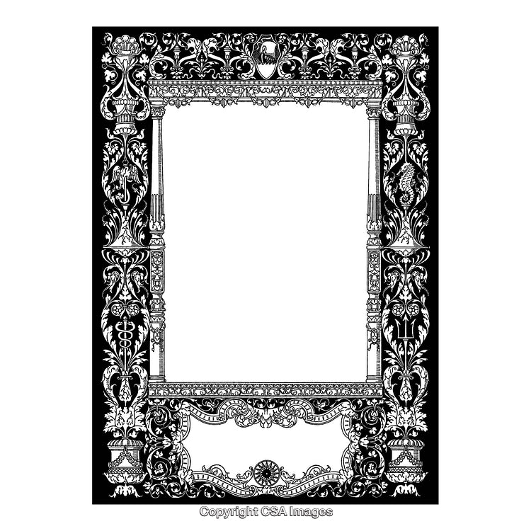 Elegant Black and White Ornamental Border Design with Intricate Details
