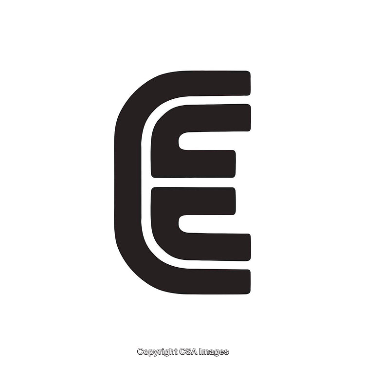 Black Stylized Letter E in a Minimalist Design Aesthetic