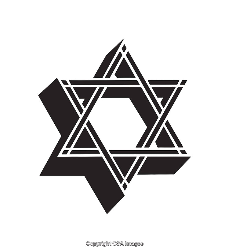 Geometric Star of David Icon in Black and White