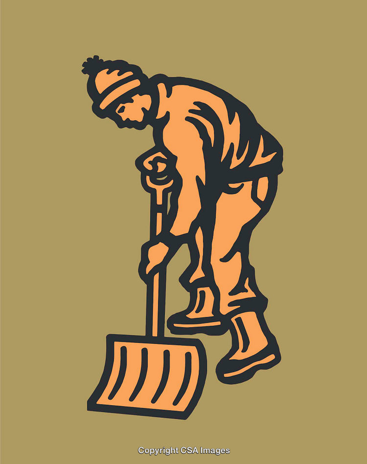Illustration of a Person Shoveling Snow in Winter Clothing
