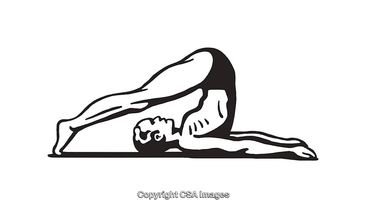 Black and White Line Art of a Person Practicing Yoga Asana Pose