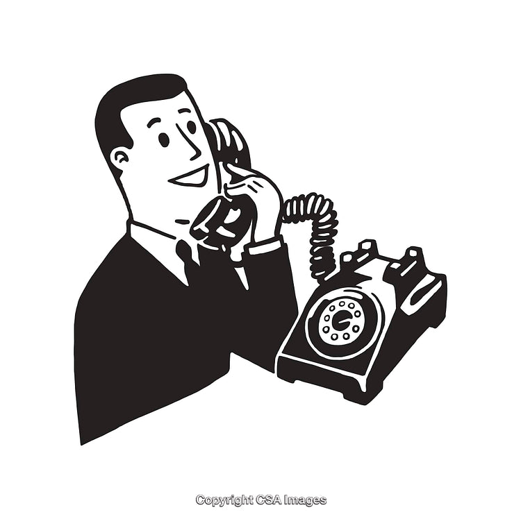 Retro Illustration of a Smiling Man on the Telephone