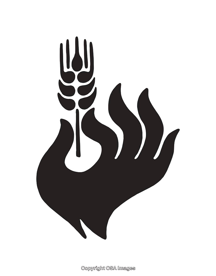 Black and White Silhouette of a Hand Holding a Wheat Stem