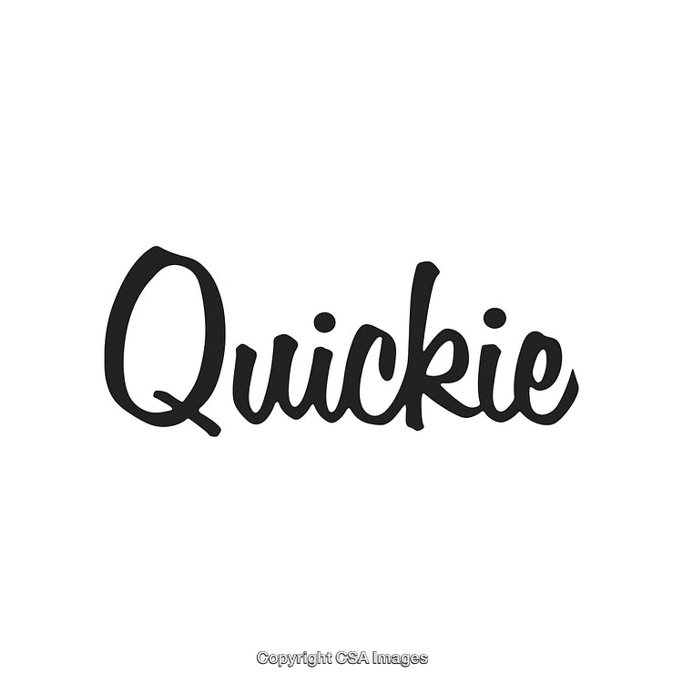 Stylish Handwritten Script Displaying the Word 'Quickie' in Black on White Background