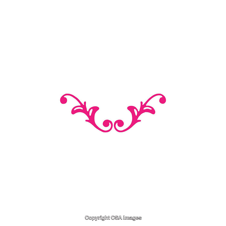 Elegant Pink Floral Ornament With Decorative Swirl Pattern on White Background