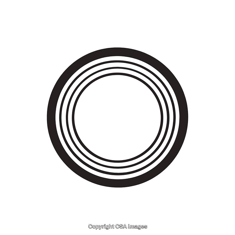 Stylized Black 'O' Letter with Concentric Circle Design