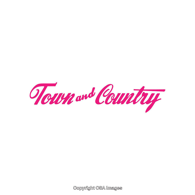 Pink Text Art with Town and Country Wording on White Background