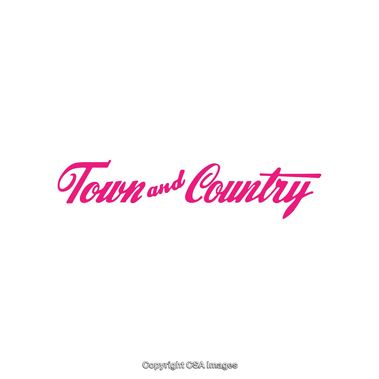 Pink Text Art with Town and Country Wording on White Background