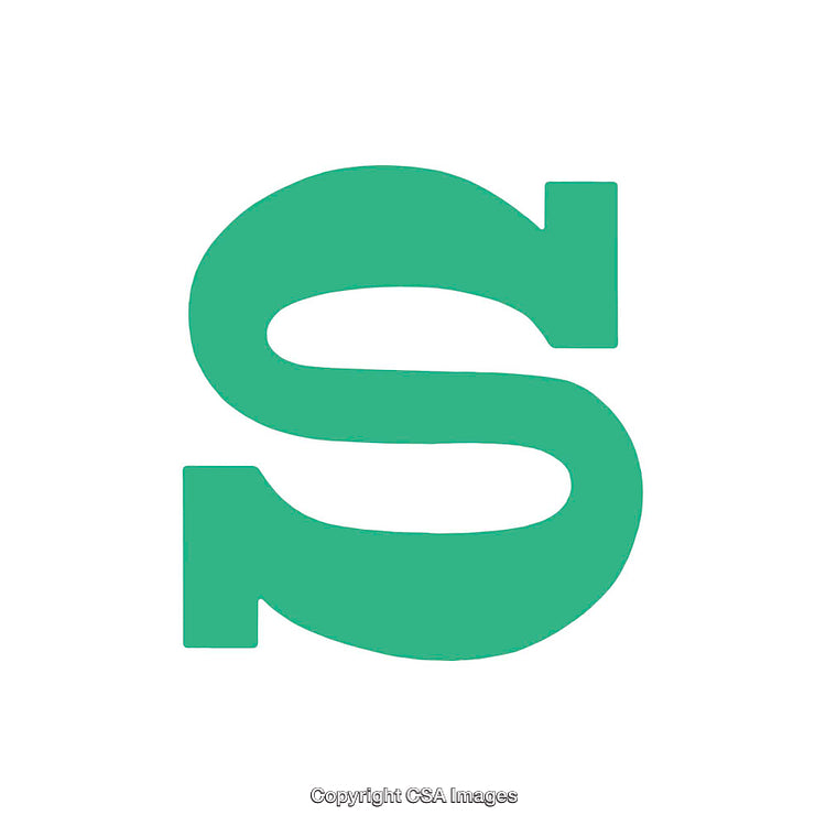 Green Letter S in Bold Modern Typeface on White Background