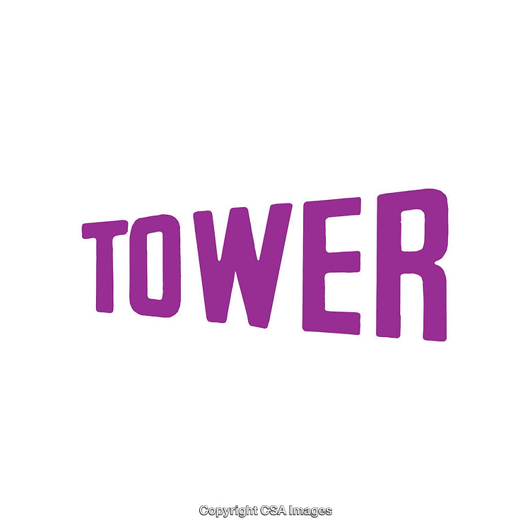 Purple Text Word Tower on White Background