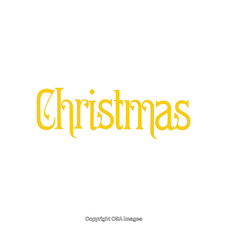 Golden Christmas Word in Stylized Font on White Background