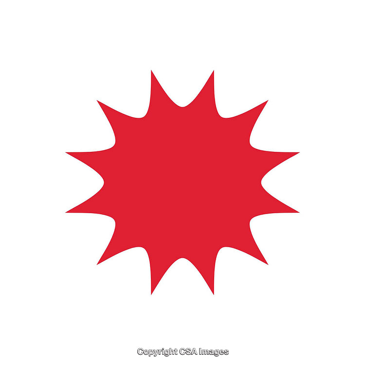 Red Explosive Shape with Jagged Edges on White Background