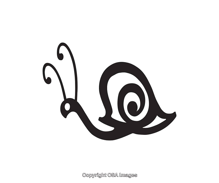 Stylized Black and White Line Art Illustration of a Snail Design