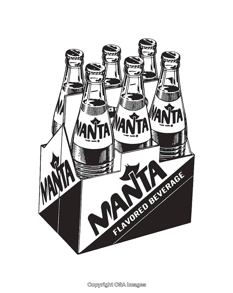 Vintage Line Art of Bottled Beverage Case in Monochrome Style