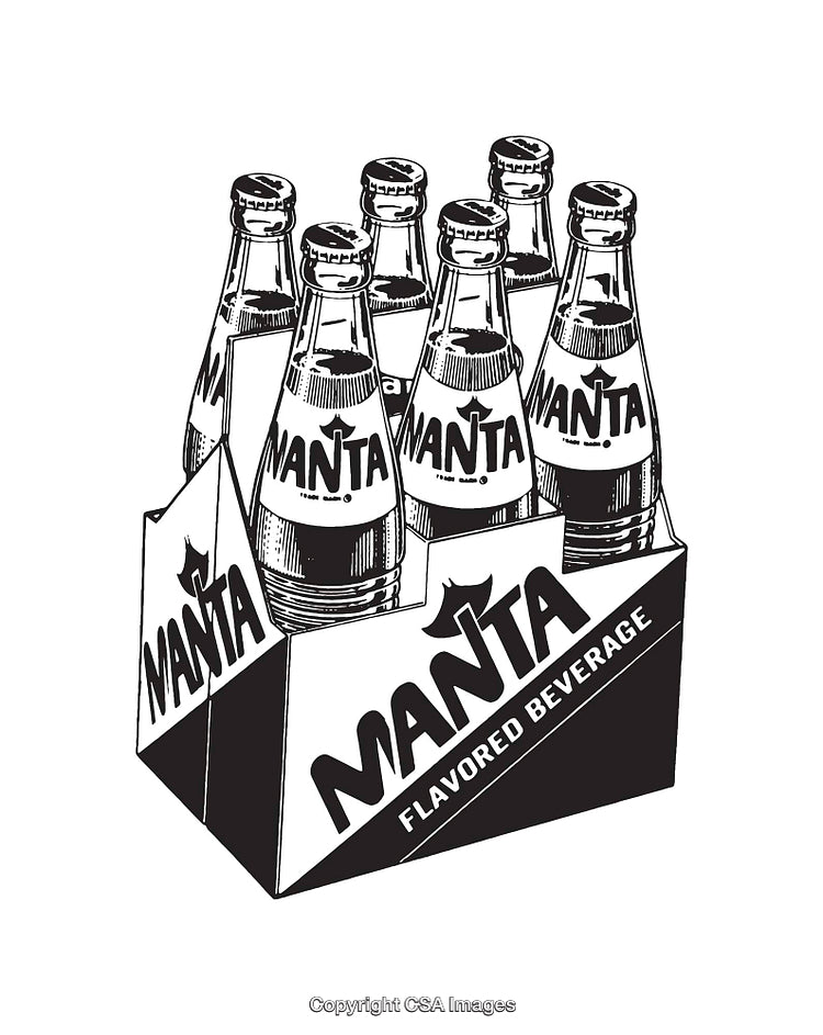 Vintage Line Art of Bottled Beverage Case in Monochrome Style