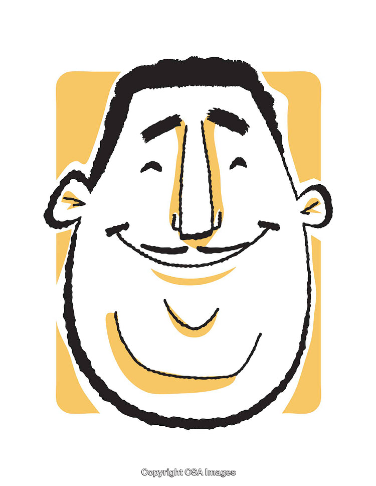 Cheerful Cartoon Illustration of a Smiling Man with Bright Background