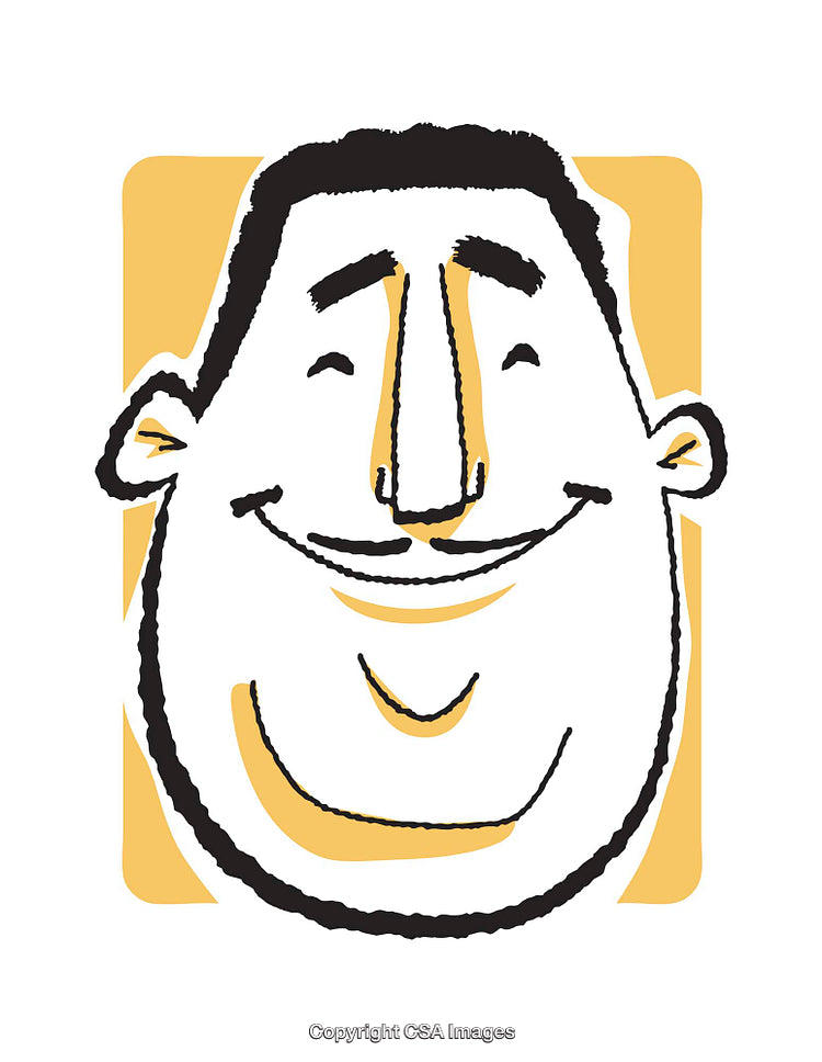 Cheerful Cartoon Illustration of a Smiling Man with Bright Background