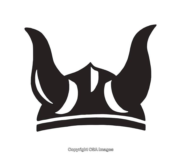 Bold Viking Helmet Illustration with Intricate Horned Design in Simplistic Black and White