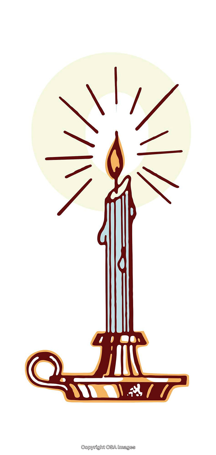 Elegant Illustration of a Lit Candle in a Holder with Warm Glow