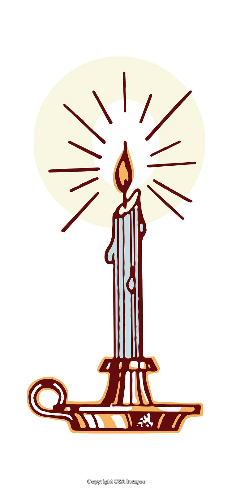 Elegant Illustration of a Lit Candle in a Holder with Warm Glow