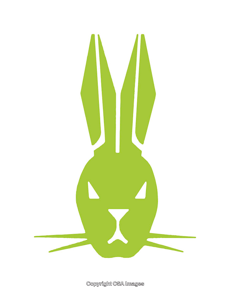 Minimalistic Green Rabbit Icon With Abstract Geometric Design