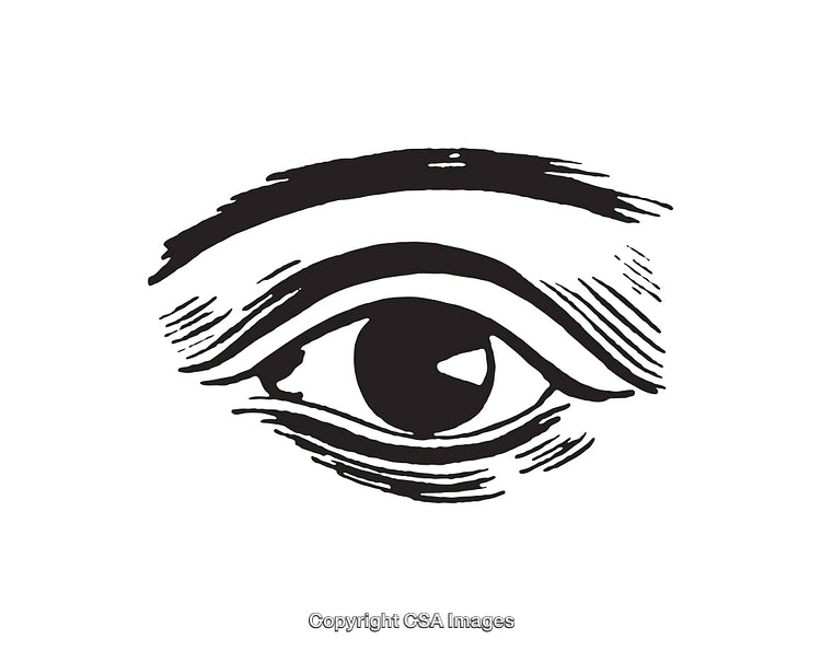 Black and White Line Art of a Detailed Human Eye Illustration