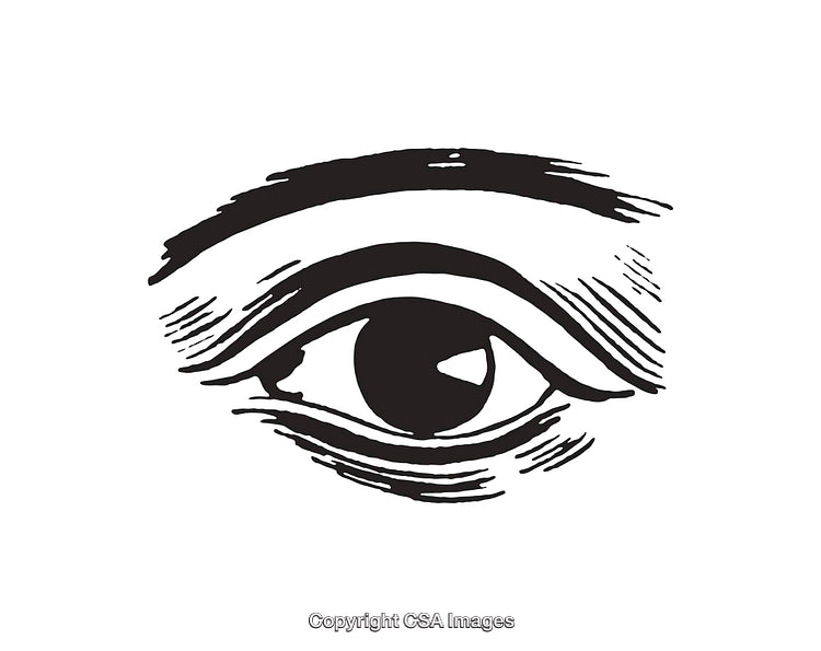 Black and White Line Art of a Detailed Human Eye Illustration