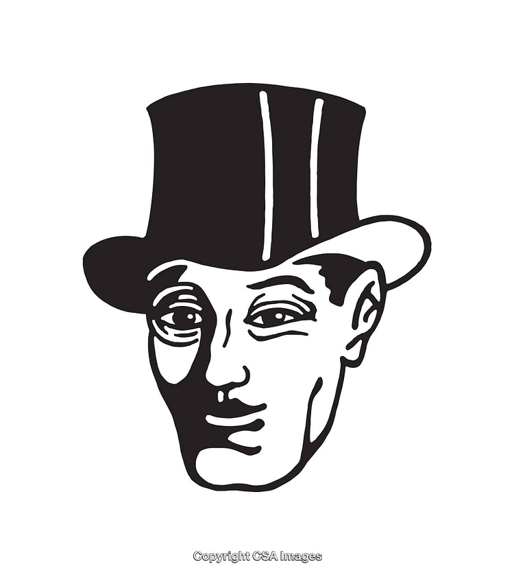 Monochrome Vintage Illustration of a Gentleman in a Top Hat