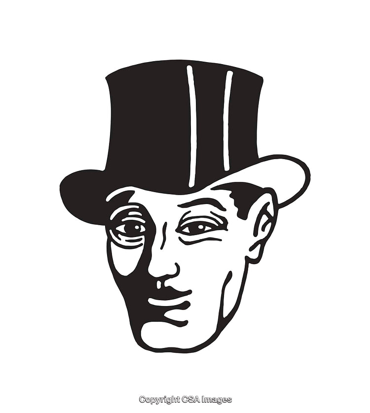Monochrome Vintage Illustration of a Gentleman in a Top Hat