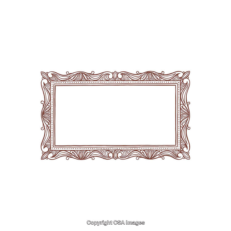 Elegant Rectangular Ornamental Frame with Vintage Victorian Design Elements