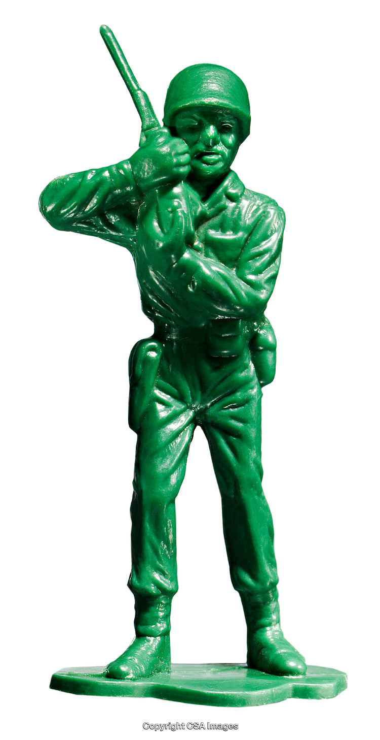 Green Plastic Toy Soldier Holding a Rifle in a Classic Pose