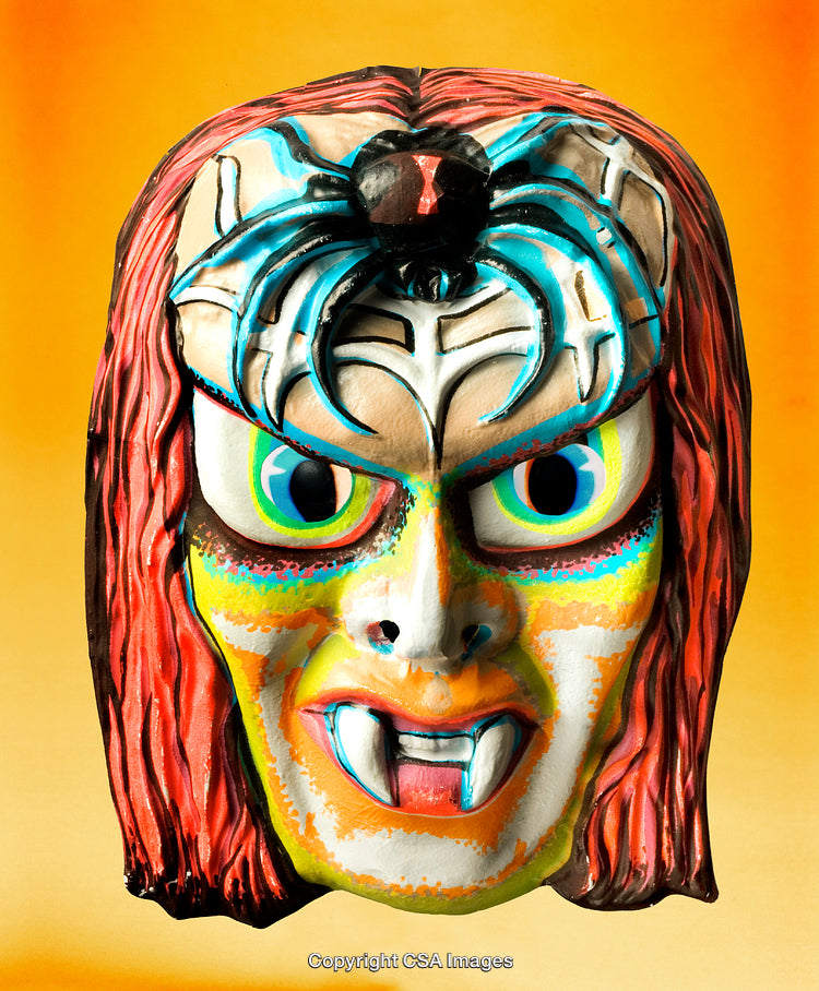 Colorful Decorative Mask With Bright Features and Spider Design