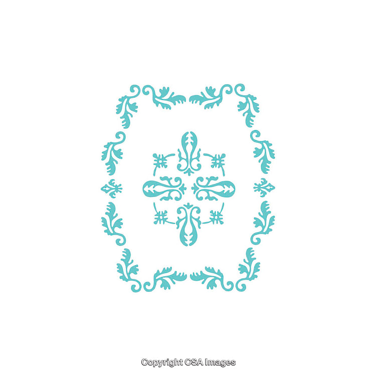 Elegant Turquoise Decorative Frame With Floral Motif and Ornamental Design