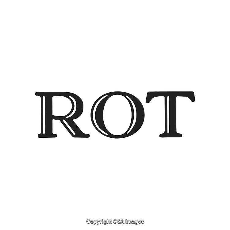 Rot Text in Black Elegant Serif Style on White Background